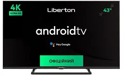 Телевізор 43" Liberton LTV-43U01AT UltraHD 3840x2160 60Hz Smart TV DVB-T2 HDMI USB VESA 200x200 - мініатюра 3