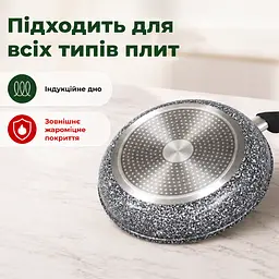 Сковорідка з кришкою Edenberg, сковорода з гранітно-мармуровим покриттям 24 см, для індукційної плити, пательня, антипригарна сковорода - мініатюра 6