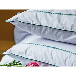 Комплект постільної білизни Ecotton Premium євро перкаль вишивка з зеленим кантом (25139) - мініатюра 7