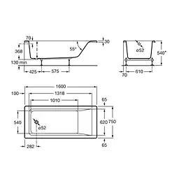 Ванна акрилова Roca Easy в комплекті з ніжками 160x70 A248248000 - мініатюра 2