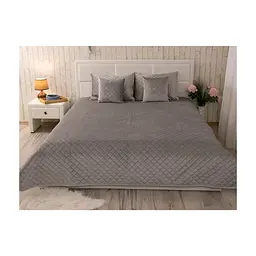Покривало Руно двостороннє декоративне Velour Grey ромб 220х240 см (330.55_Grey ромб)