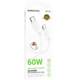 Дата кабель Borofone BX115 Lotto Type-C to Type-C 60W (1m) White - мініатюра 2