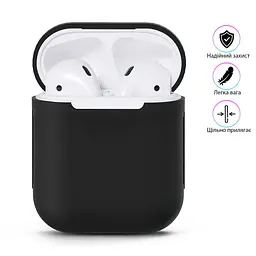 Силіконовий чохол для навушників Airpods 1/2 чорний чохол для аірподс футляр для навушників air pods - мініатюра 2