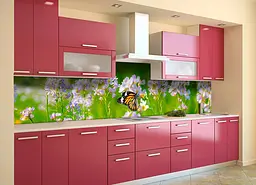 Кухонний фартух Польові квіти для кухні наклейка ПВХ метелик луг Зелений 60х250 см Happy Pocket Z180437 - мініатюра 4