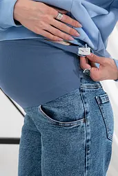Джинси для вагітних прямі straight fit для майбутніх мам з регульованим поясом L (48) Anne Юла Мама синій - мініатюра 6