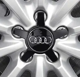 Ковпачки на литі диски Audi Q7 150 х 67 мм П'ятикутний об'ємний логотип Чорні (4L0601165) 1 шт - мініатюра 4