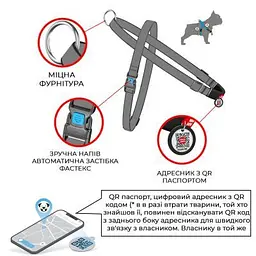 Шлея для собак WAUDOG Nylon з QR-паспортом Лінія 1 S (5469) - мініатюра 2