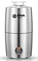 Електрична кавомолка для дому Bitek BT 7120 1000Вт ножовий подрібнювач кавових зерен 200г Сріблястий