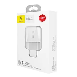 Мережевий зарядний пристрій Baseus Xiaomini Dual-U 2USB 2.1A CCALL-MN02 White - мініатюра 3