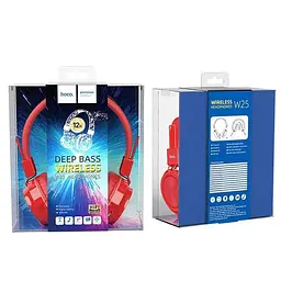 Бездротові накладні навушники Hoco Promise W25, BT5.0, MicroSD, AUX, 300mAh, 12h, red - мініатюра 3