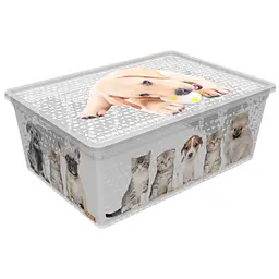 Коробка Qutu Light Box Cats and dogs, 10 л, 37х26х14 см, білий (LIGHT BOX с/к CATS AND DOGS 10л.)