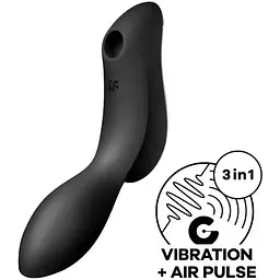 Вакуумний стимулятор із вібрацією Satisfyer Curvy Trinity 2 Чорний - мініатюра 2