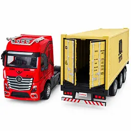 Фура Mercedes-Benz Actros з контейнером 1:32 металева вантажівка 37 см, інерційний рух світяться фари відкривні дверцята - мініатюра 2