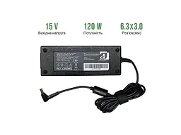 Блок живлення для ноутбука 1stCharger Toshiba 15V 120W 8A 6.3x3.0 + каб.пит. (AC1STTO120WA)