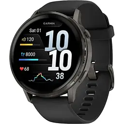 Смарт-годинник Garmin Venu 4 45 mm Slate with Black Silicone Band (010-03014-00)