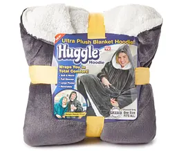 Толстовка двостороння халат з капюшоном і рукавами унісекс Huggle Hoodie сірий