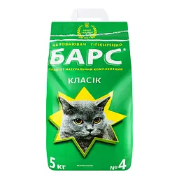 Уцінка. Наповнювач для котячих туалетів Барс №4 бентонітовий класик  без ароматизатора зелений 5 кг  - мініатюра 1