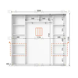 Шафа-купе Idea серія 7 220 x 45 x 210 см Білий Дзеркало - мініатюра 2