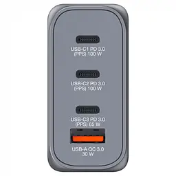 Зарядний пристрій Verbatim GaN 100 W 4 ports (2xUSB-C-100 W,USB-C 65 W /USB-A -3.0) (32202) - мініатюра 6