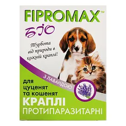 Краплі для кошенят та цуценят Fipromax Біо проти бліх та кліщів з лавандою 2 піпетки 0.5 мл - мініатюра 4