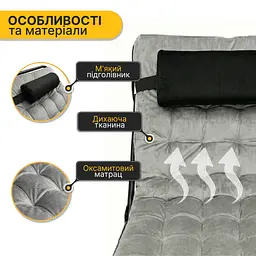Розкладне ліжко (розкладачка) з оксамитовим матрацом і подушкою LEOBRO Grey (LB-FB-A3-GRY) - мініатюра 3