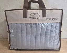 Плед-покривало Koloco Королівський шарпей 16-3 смужка 5 см 200х230 сірий євро - мініатюра 7
