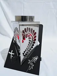 Лампадка від сонця LED Ритуальна світлодіодна лампадка на підставці срібна 24x18x18 - мініатюра 8