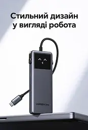 USB-C хаб UGREEN Uno CM889 6 в 1 3 USB-A 3.0 + 1 USB-C 3.0 для даних до 5 Гбіт/с HDMI до 4K 60 Гц / 2K 144 Гц / 1080p 240 Гц вхід USB-C PD 3.0 до 100 Вт хост до 90 Вт без споживача на виході PD або до 70 Вт із ним заряджання периферії через USB-C PD 3.0 до 20 Вт HDMI потребує USB-C хоста з DisplayPort Alt Mode кнопка ввімкнення/вимкнення HDMI LED-дисплей стану підключень дублювання/розширення без драйверів сірий із чорною панеллю (75177) - мініатюра 13