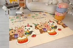 Розвиваючий двосторонній складний килимок Poppet День народження та Веселі фігурки 200х180x1 см (PP038-200) - мініатюра 6