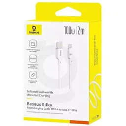 Кабель Baseus Silky Series Cable USB to Type-C 100W 2m P10377703213-01 White - мініатюра 4