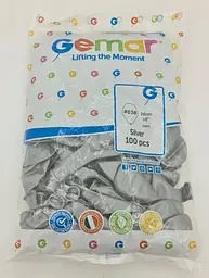Латексна кулька, Gemar, металік, сталевий, 10 дюйм (25 см), 100 штук, для свят і фотозон