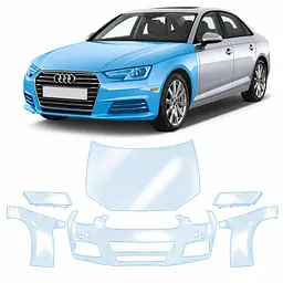 Антигравійна захисна бронеплівка за лекалами для Audi A4 B9 2015-2019 - передня частина авто (капот бампер крила))