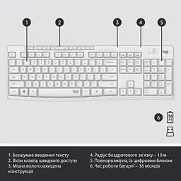 Комплект (Клавіатура та миша) Logitech MK295 Silent Combo Wireless Off-White (920-009824) - мініатюра 6