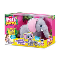 Інтерактивна іграшка Pets & Robo Alive Mama & Baby Surprise S1 Мама слониха з сюрпризом (9570) - мініатюра 8