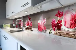 Кухонний фартух Троянди в Колбі вінілова наклейка ПВХ під ковпаком Квіти Рожевий 65х250 см Happy Pocket Z180883