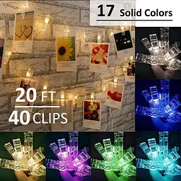 Гірлянда з фотокліпс Solhice 6M Зміна кольору 50 світлодіодів, RGB Зображення Дисплей Підвісні світильники для спальні з живленням - мініатюра 6