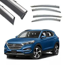 Дефлектори вікон вітровики Benke для Hyundai Tucson (TL) 2015-2020 Хром Молдинг Із Нержавіючої Сталі 3D