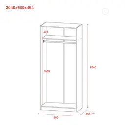 Шафа для одягу Doros Промо Антрацит 2 ДСП 90х48х204 (44900523) - мініатюра 7