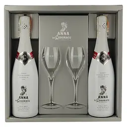 Вино ігристе Codorniu Anna Blanc de Blancs Brut Reserve, біле, брют, 1,5 л (2 шт. по 0,75 л) + два келихи