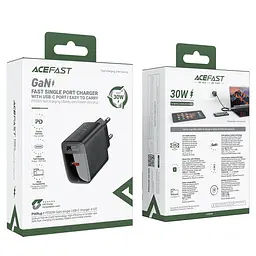 Мережевий зарядний пристрій ACEFAST A98 PD30W GaN (USB-C+USB-A) charger Чорний - мініатюра 2
