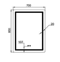 Дзеркало Qtap Mideya (MI2) прямокутне з LED-підсвічуванням Touch QT2078DCF7080 - мініатюра 4