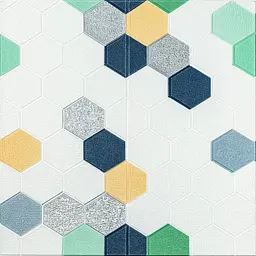 Панель стінова Sticker Wall 3D 700х700х4мм Мозаїка синьо-жовта SW-00002016