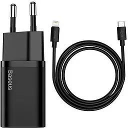 Мережевий зарядний пристрій Baseus Super Si 1Type-C + Cable Type-C to Lightning 20W TZCCSUP-B01 Black