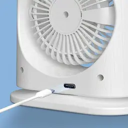 Акумуляторний настільний вентилятор Spray Fan 2in1 подвійний Вітродуйка з підсвічуванням та зволоженням Білий - мініатюра 2