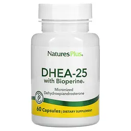 ДГЕА-25 з біоперином, DHEA-25 With Bioperine, 60 вегетаріанських капсул Nature's Plus vit0001832