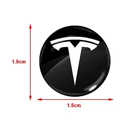Наклейка з логотипом Tesla для автоключів d=15 мм Пластикова об'ємна - мініатюра 2