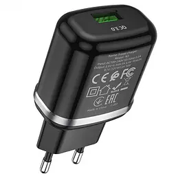 Мережевий зарядний пристрій Hoco N3 Special single port 1USB, QC3.0 3A Black - мініатюра 3