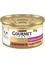 Вологий корм для котів Gourmet Gold подвійне задоволення з качкою та індичкою, 85 г