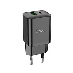 Зарядний адаптер блок HOCO Founder charger N28 1USB і 1Type-C 20 W чорний - мініатюра 3