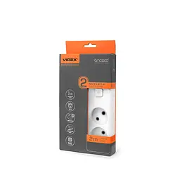 Мережевий подовжувач VIDEX ONCORD б/з 2п 2м з кнопкою White VIDEX (28789-000)